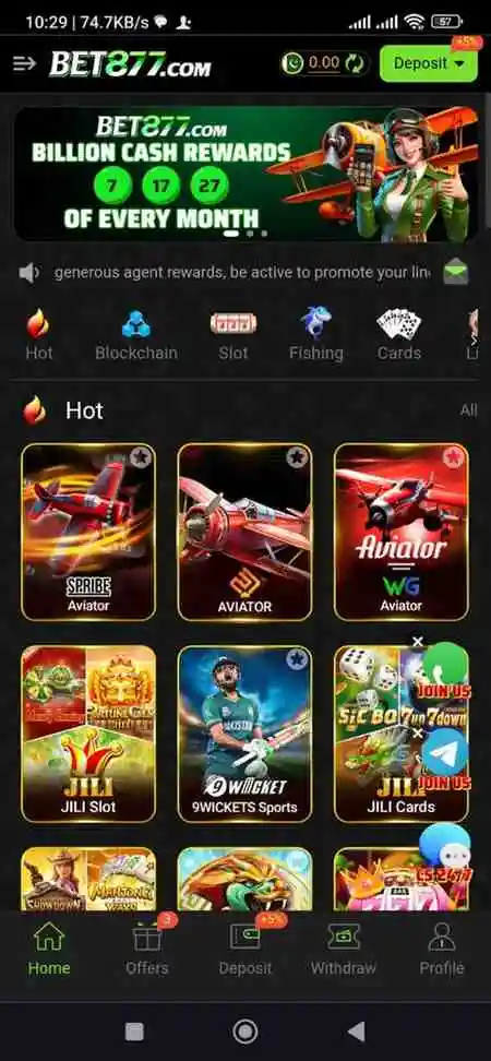 Bet877 game interface